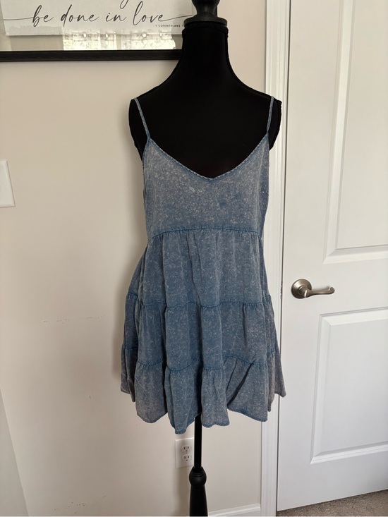 Altar'd State Dresses & Skirts - Altar'd State Dusty Blue Speckled Mini Dress